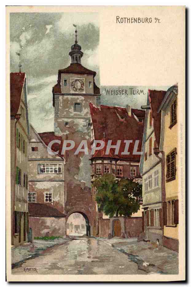 CPA Illustrateur Rothenburg Weisser Turm
