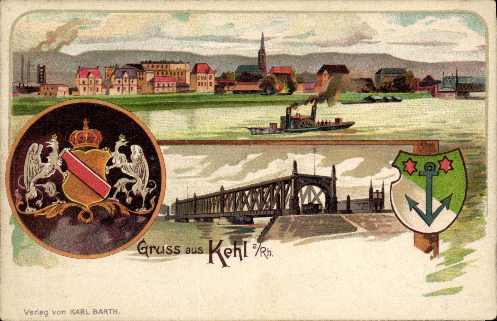 CPA Illustrateur Gruss aus Kehl Ancre