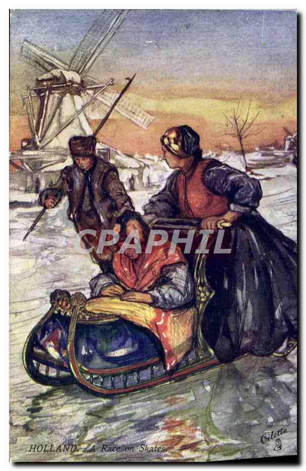 HOLLAND — A Race on Skates — Caricature de Carlotte