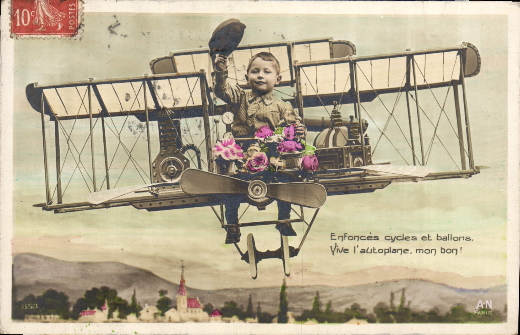 CPA Fantaisie Avion Aviation Enfant