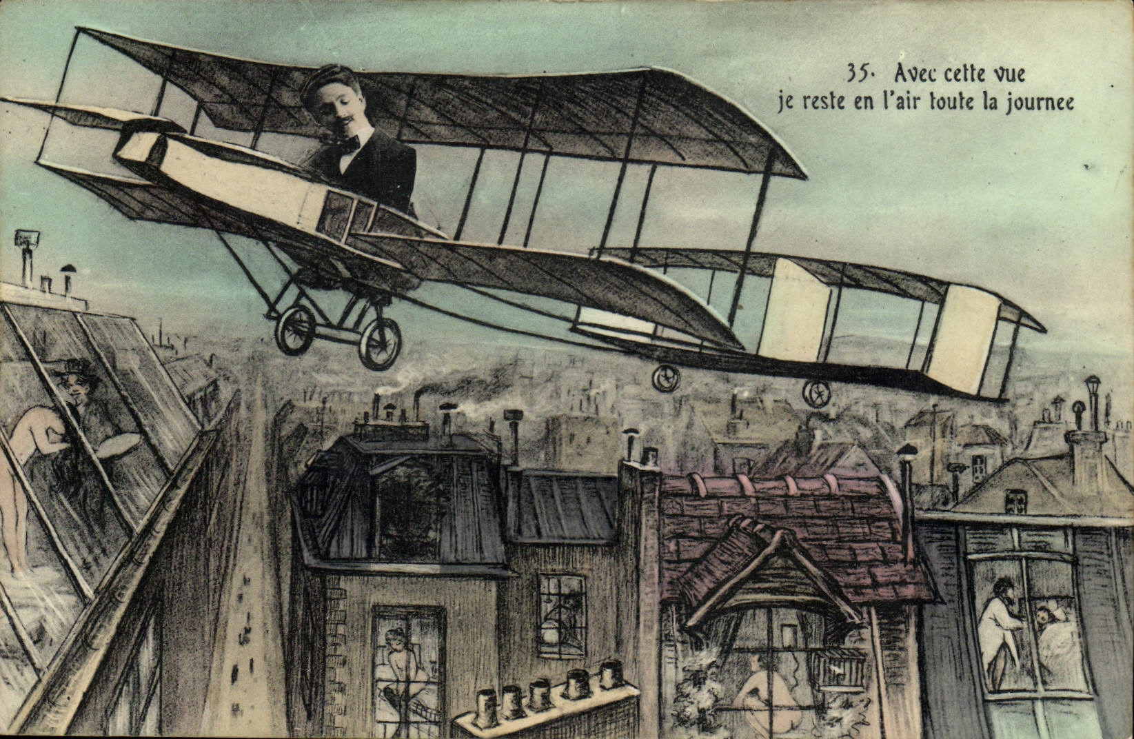 CPA Fantaisie Avion Aviation Homme