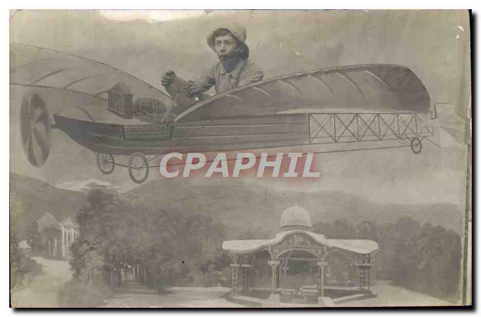 CPA Fantaisie Avion Aviation Enfant