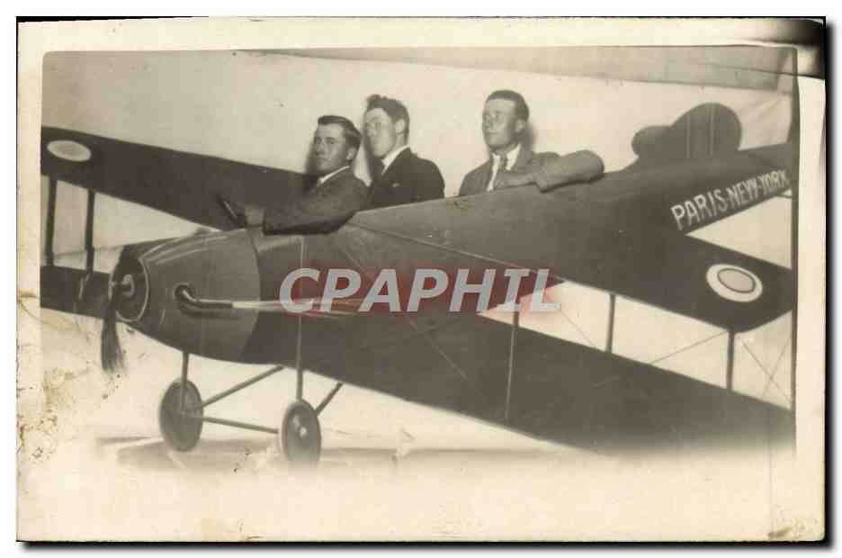 CARTE PHOTO Fantaisie Avion Aviation Paris New York