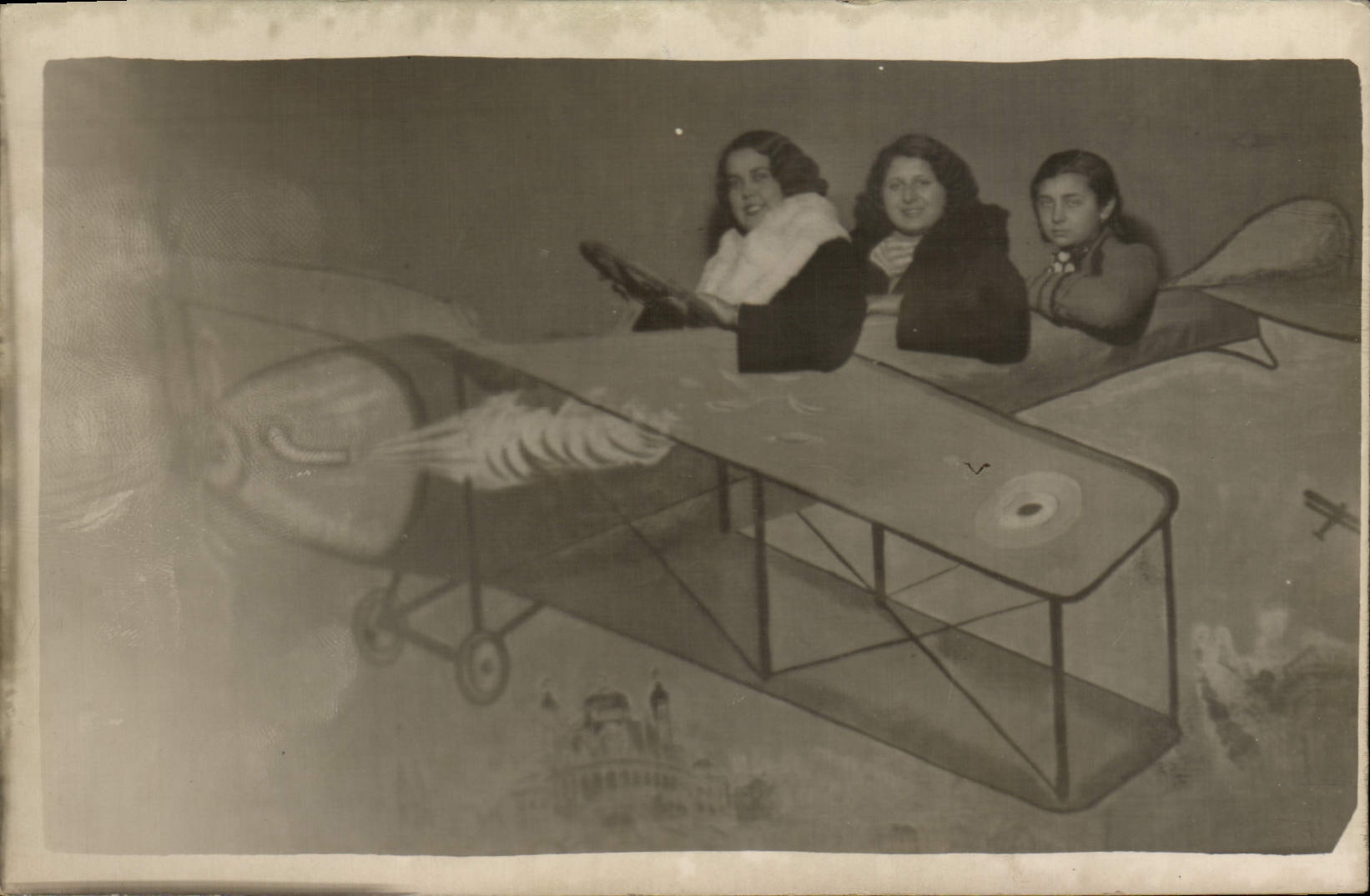 CARTE PHOTO Fantaisie Avion Aviation Femmes