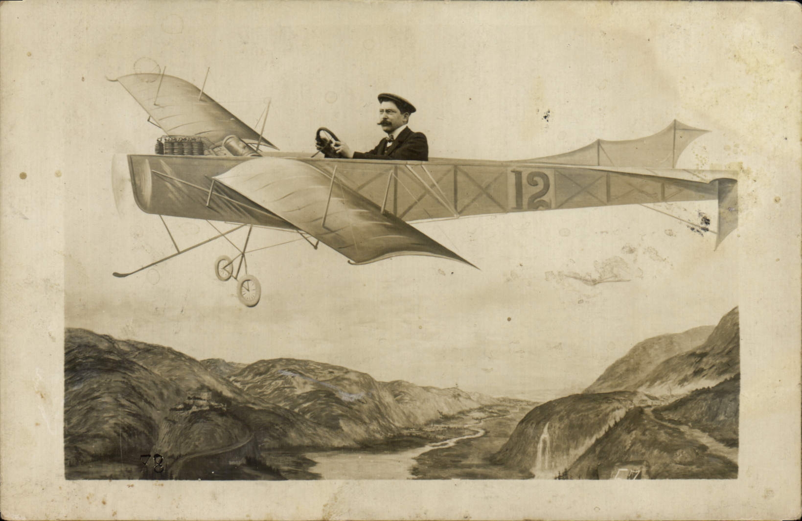 CARTE PHOTO Fantaisie Avion Aviation Homme