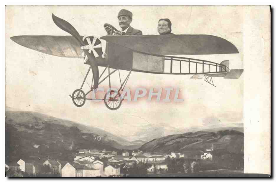 CARTE PHOTO Fantaisie Avion Aviation Homme Femme