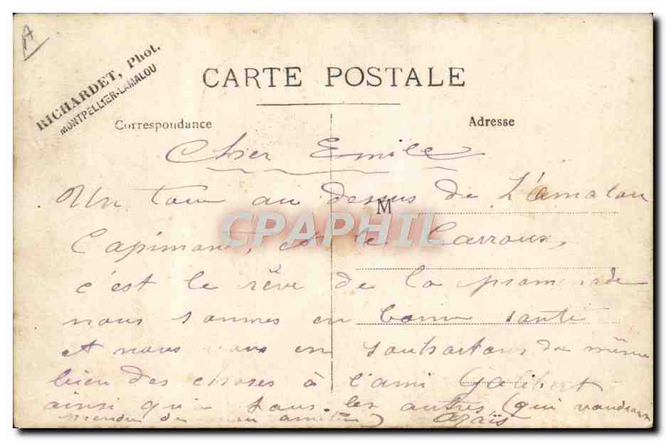 CARTE PHOTO Fantaisie Avion Aviation Homme Femme — Rückseite