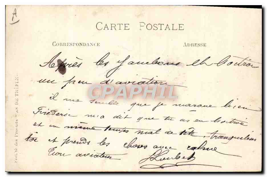 CARTE PHOTO Fantaisie Avion Aviation Vichy Aviation — Verso