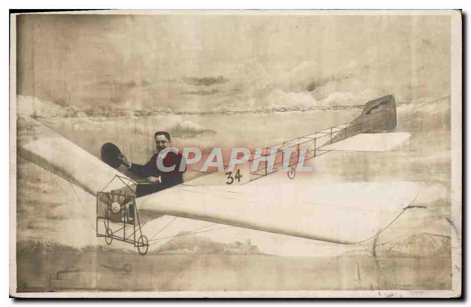 CPA Fantaisie Avion Aviation Homme