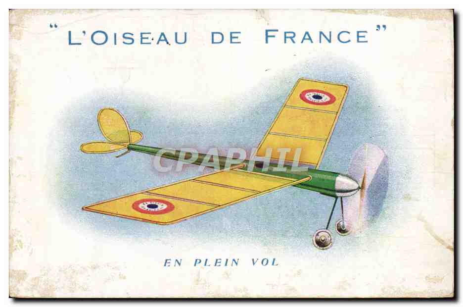 CPA Fantaisie Avion Aviation L'oiseau de France en plain vol