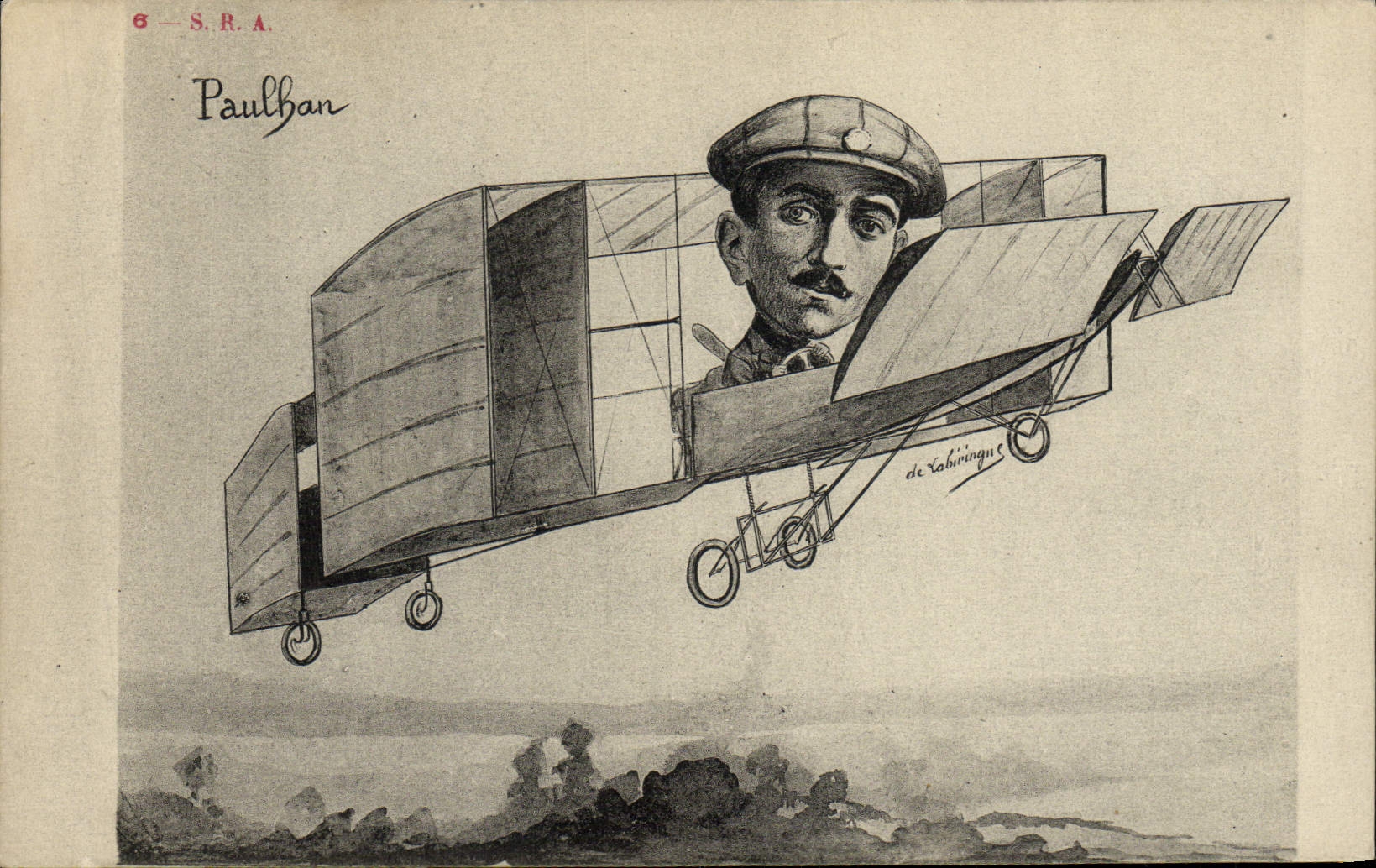 CPA Fantaisie Avion Aviation Homme Paulhan 