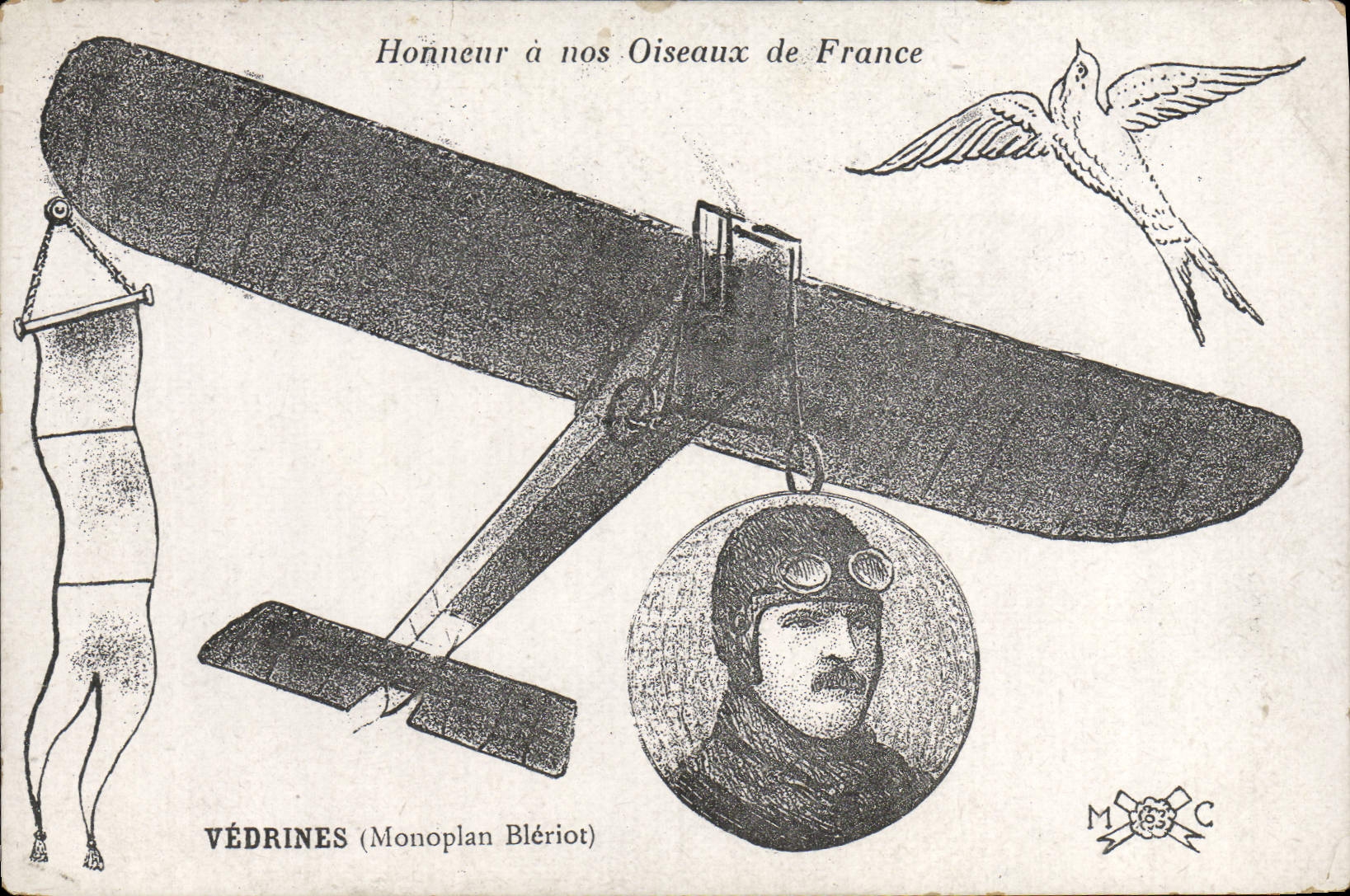 Monoplan Blériot — Védrines — Éditeur M. C.