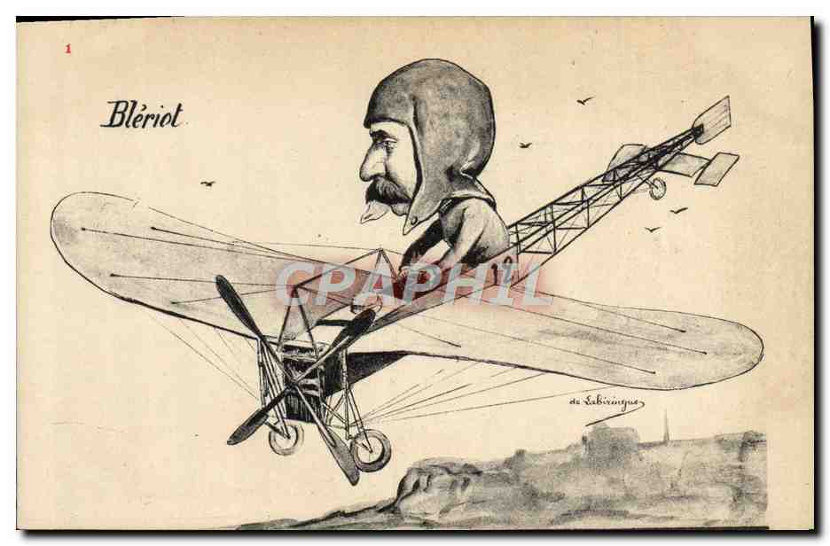 CPA Fantaisie Avion Aviation Caricature Bleriot