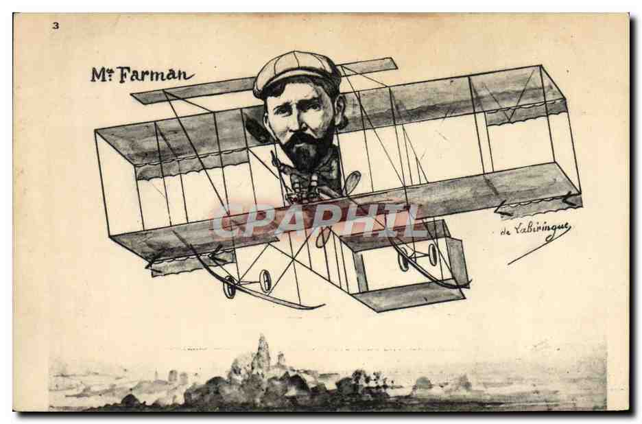 CPA Fantaisie Avion Aviation Caricature Farman
