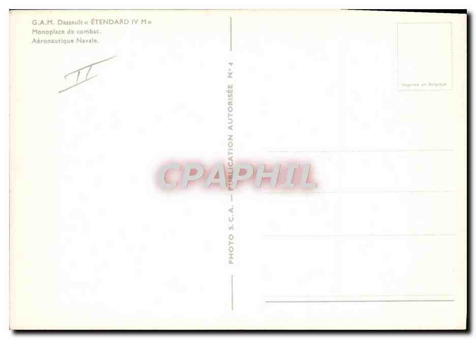 CPM Avion Aviation GAM Dassault Etendard IV M Monoplace de combat Aeronautique navale — Rückseite