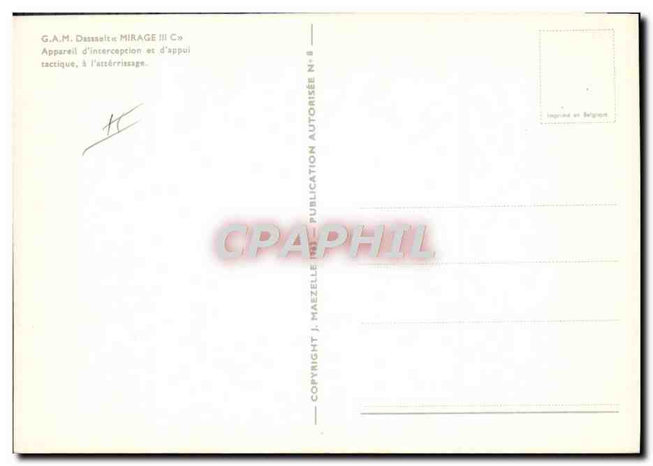 CPM Avion Aviation GAM Dassault Mirage III C Appareil d'interception et d'appui tactique a l'atterrissage  — Rückseite