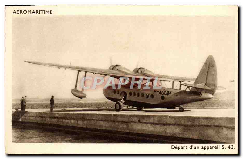 CPA Avion Aviation Aeromaritime Depart d'un appareil S43 Hydravion