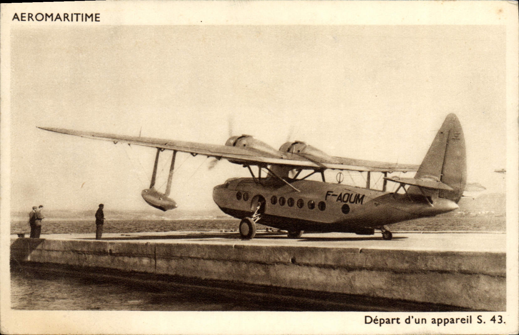 CPA Avion Aviation Aeromaritime Depart d'un appareil S43