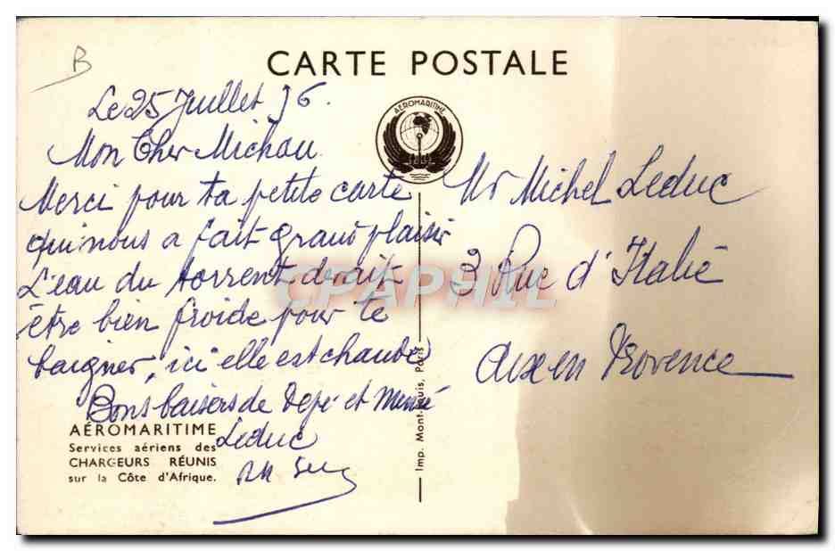 CPA Avion Aviation Aeromaritime Depart d'un appareil S43 — Back
