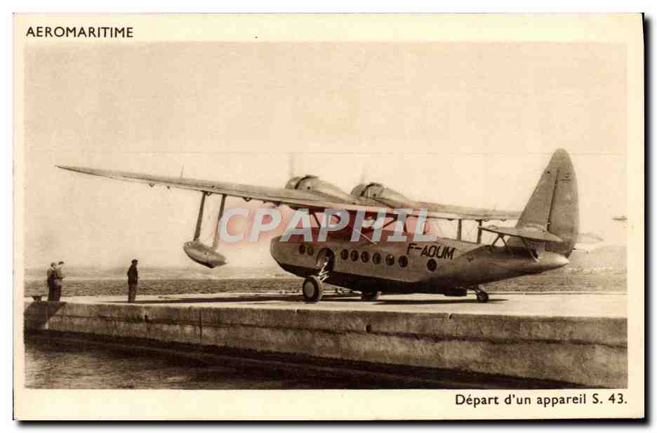 CPA Avion Aviation Aeromaritime Depart d'un appareil S43 Hydravion