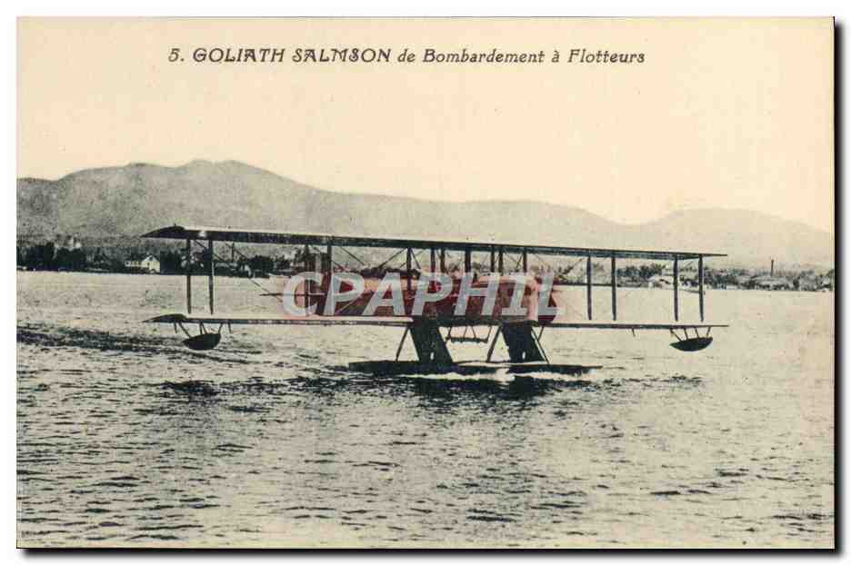 CPA Avion Aviation Goliath Salmson de bombardement a flotteurs Hydravion 