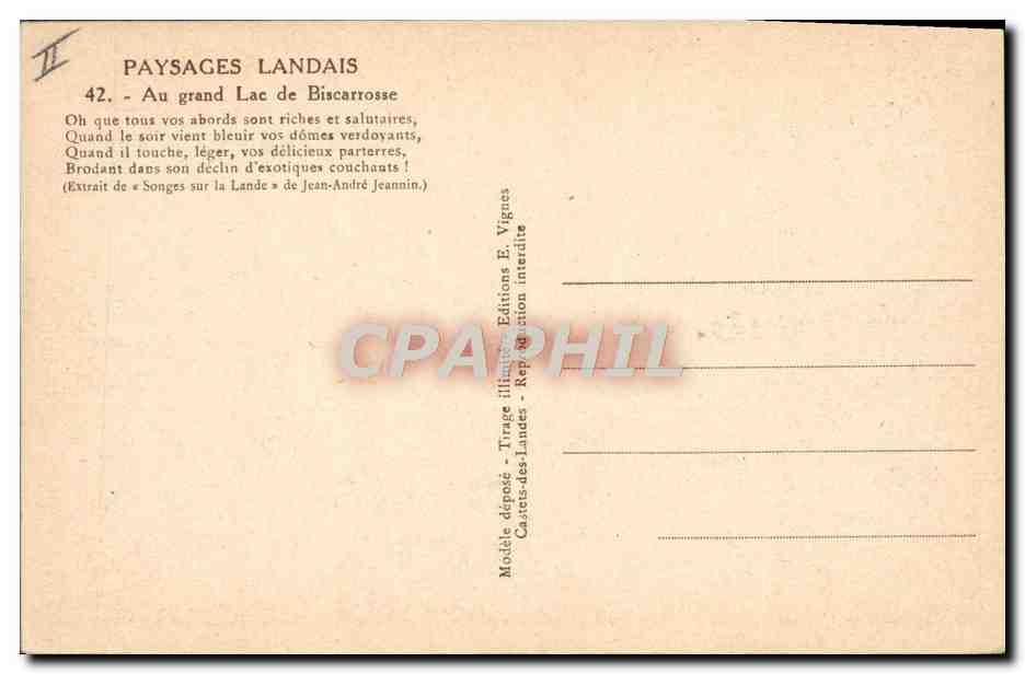 CPA Avion Aviation Paysages landais Au grand lac de Biscarosse Hydravion Moutons — Back