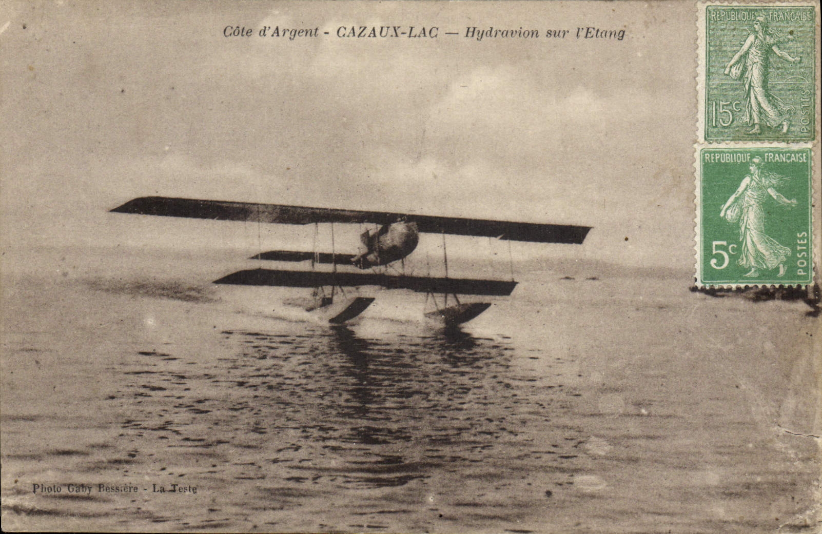 CPA Avion Aviation cazayx Lac Hydravion sur l'etang
