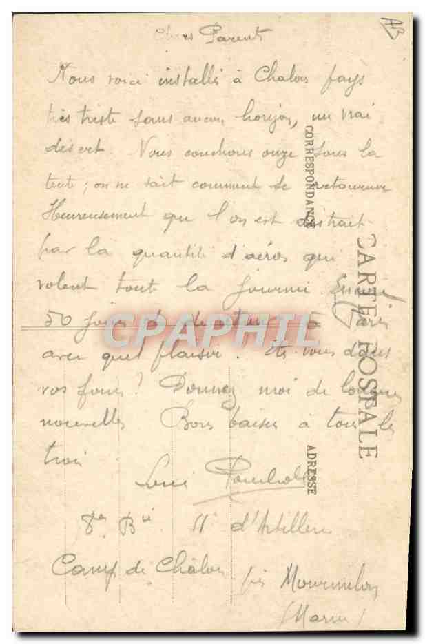 CPA Avion Aviation Dirigeable Zeppelin Camp de Chalons le dirigeable militaire atterrissant  — Rückseite