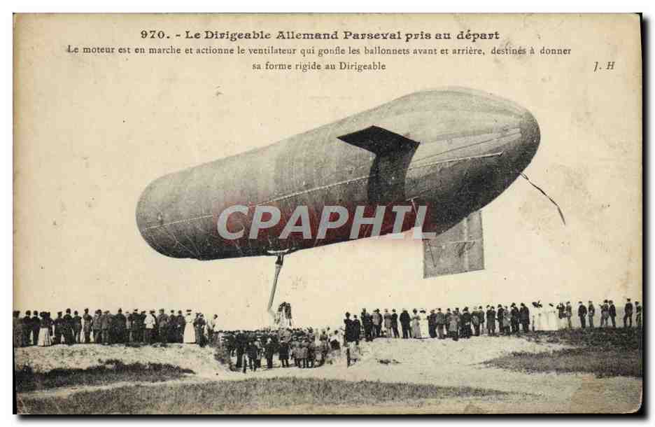 CPA Avion Aviation Dirigeable allemand Parseval pris au depart Zeppelin 