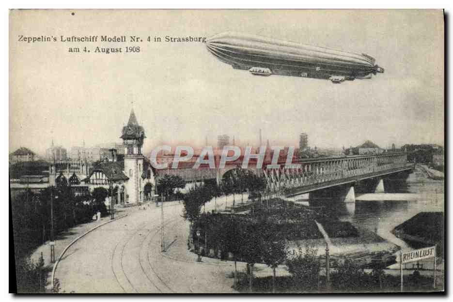 CPA Avion Aviation Dirigeable Zeppelin Modell nr 44 Strasbourg 