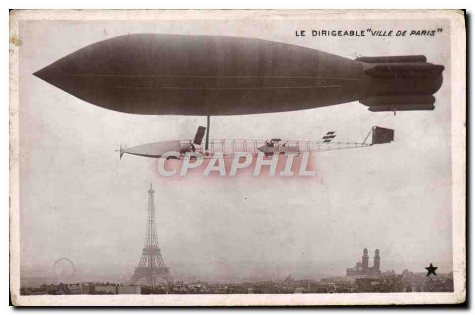 CPA Avion Aviation Dirigeable Zeppelin Ville de Paris Tour Eiffel
