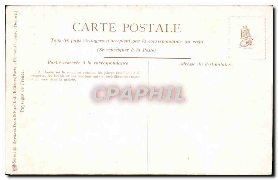 CPA Fantaisie Paysage de France Moutons — Rückseite