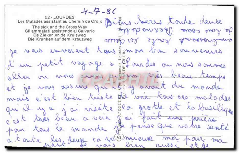 CPM Lourdes Les Malades Assistant au Chemin de Croix — Verso