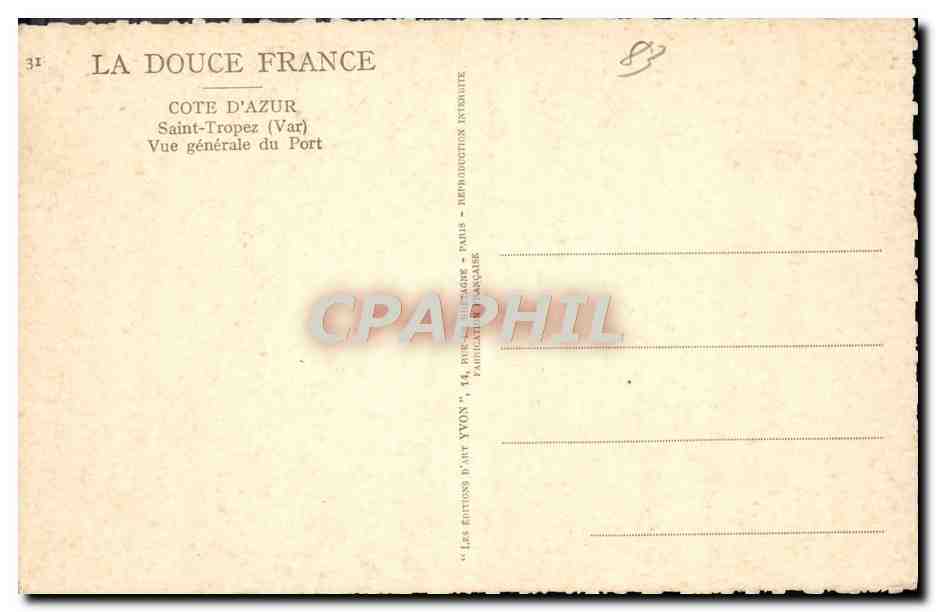 CPA Cote D'Azur Saint Tropez Vue Generale du port Bateaux — Rückseite