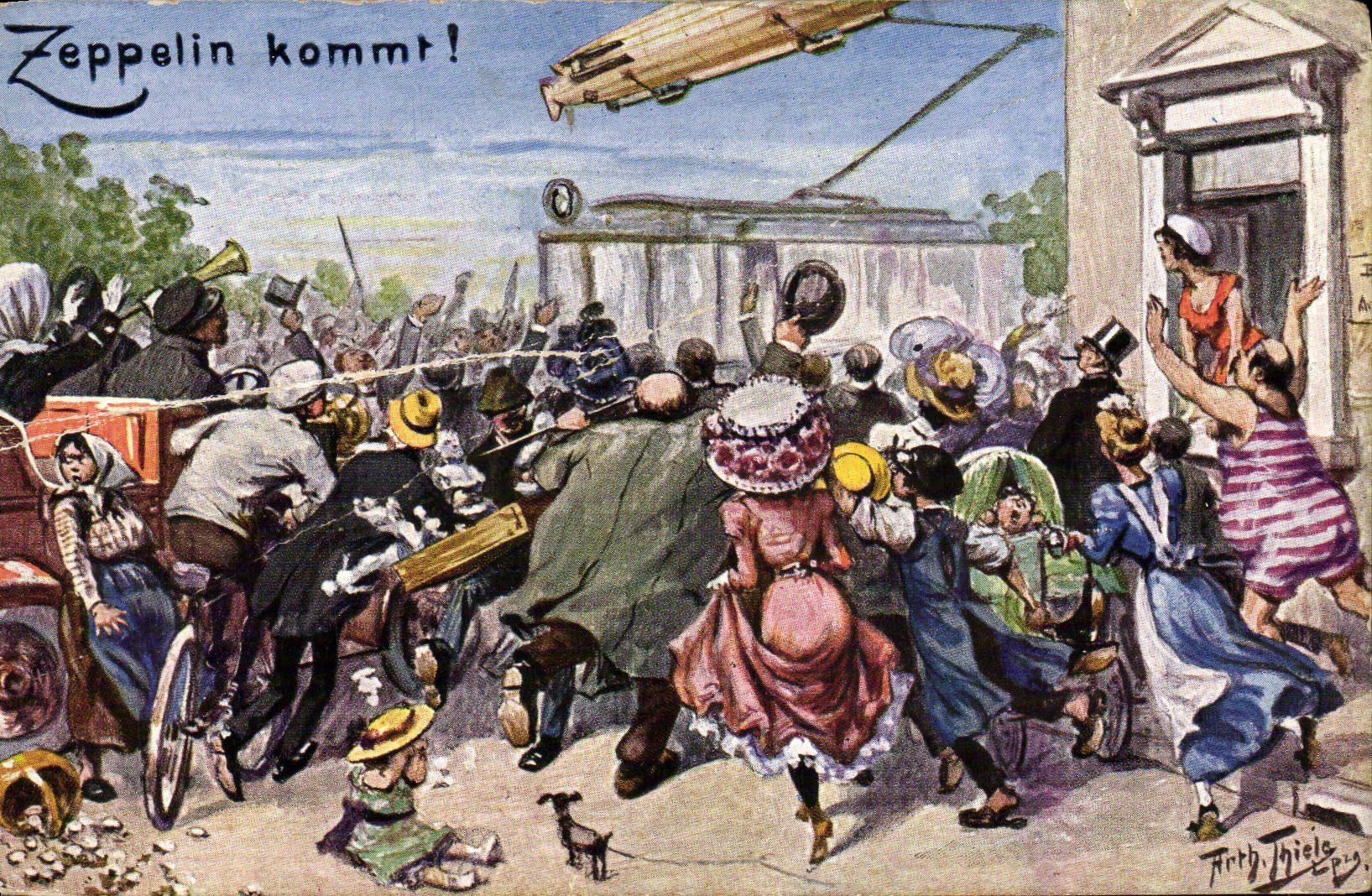 CPA Zeppelin Kommt Dirigeable