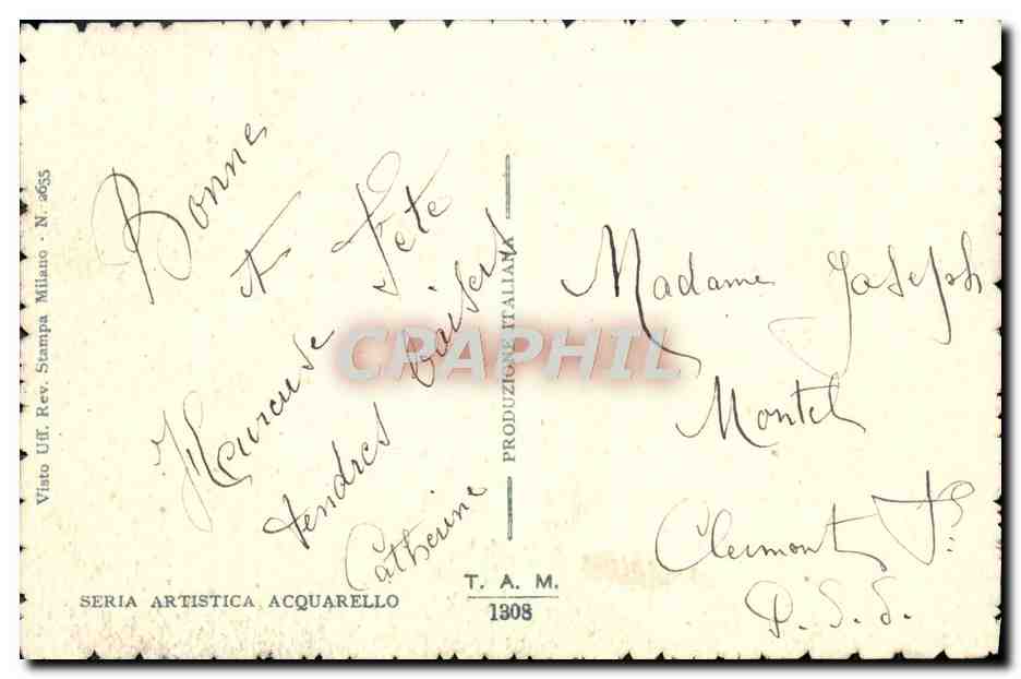 Scène de lac avec voiliers — Viatto Uff. Stampa Milano N. 3655 — Produzione Italiana — Verso