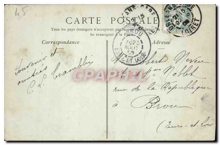 CPA Orleans Vue Generale — Verso
