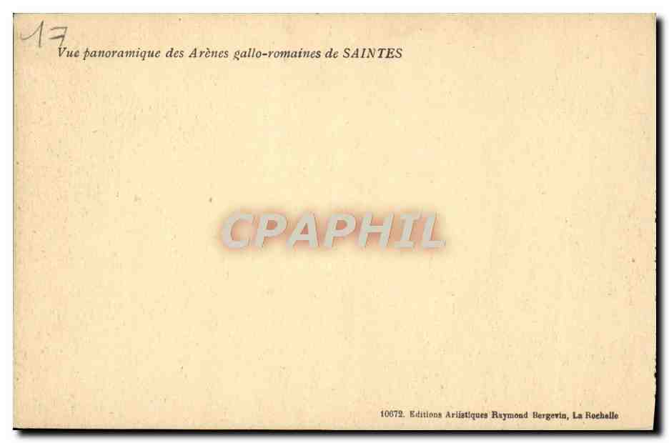 Arènes gallo-romaines — Saintes — Éditions Artistiques Raymond Bergevin, La Rochelle, n° 10072 — Back