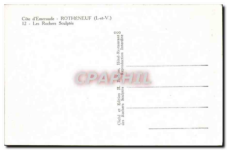 CPA Rotheneuf Les rochers Sculptes — Rückseite