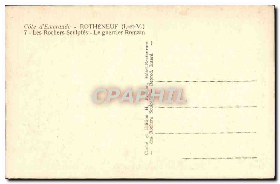 CPA Rotheneuf Les rochers Sculptes le guerrier romain — Rückseite