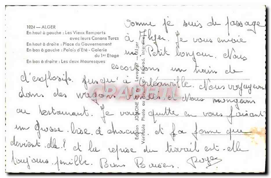 CPA Alger En Haut a Gauche Les Vieux Remparts — Back