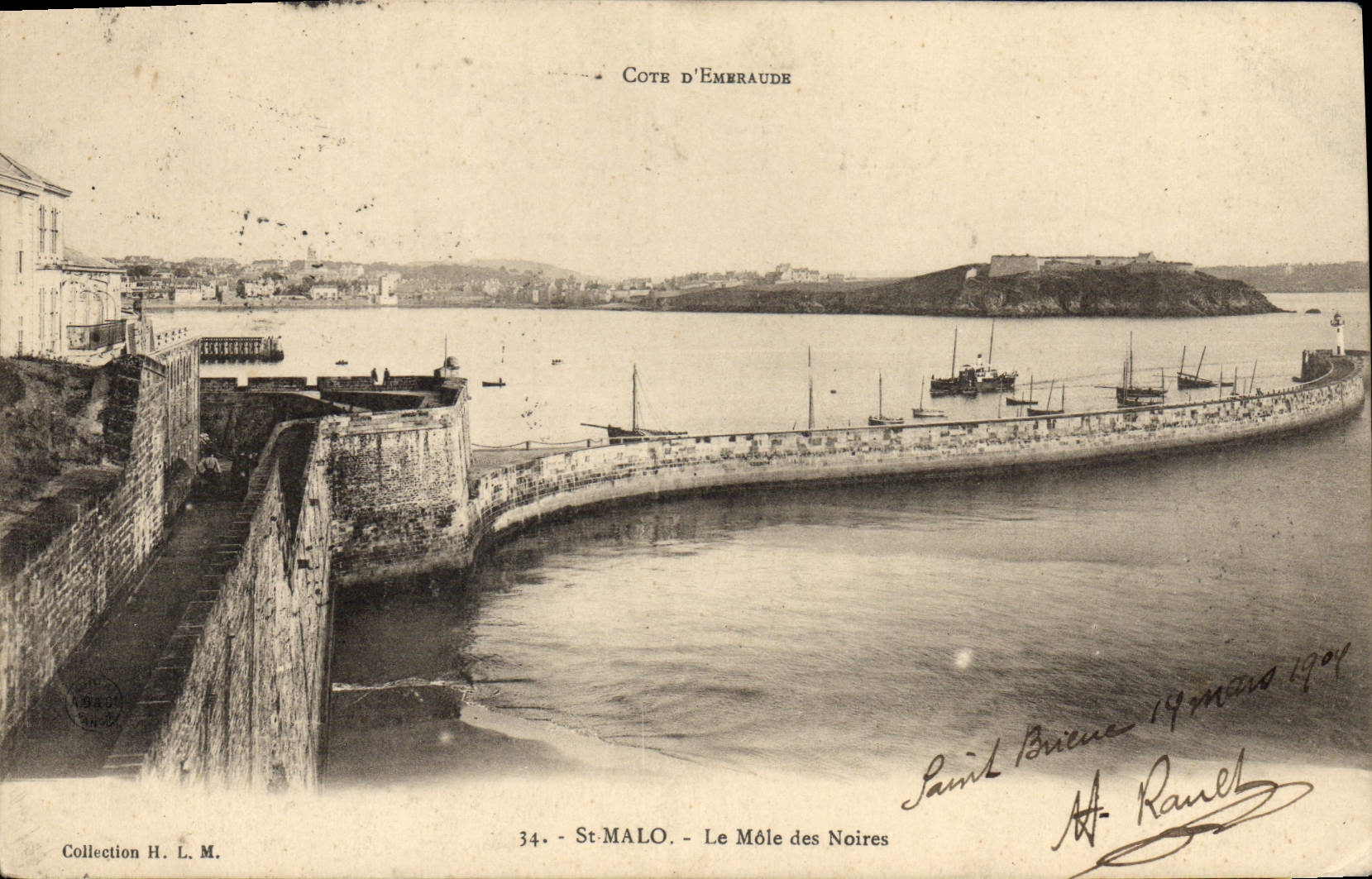 St-Malo - Le Môle des Noires — Côte d'Émeraude, éditeur Ranel, n°34