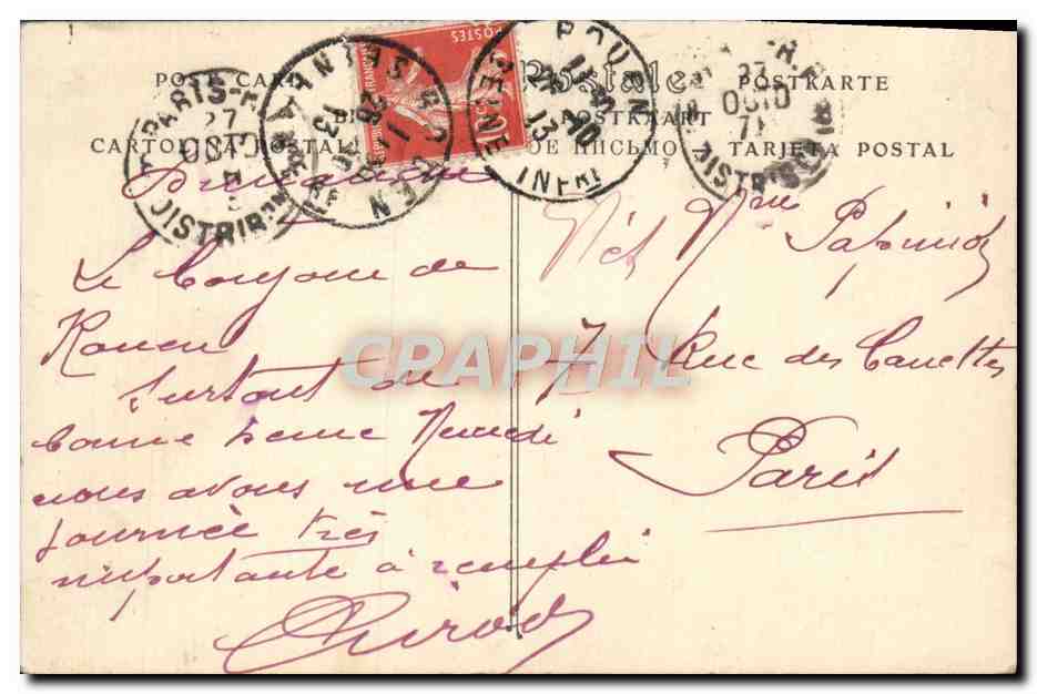 CPA Rouen la grosse horloge  — Rückseite