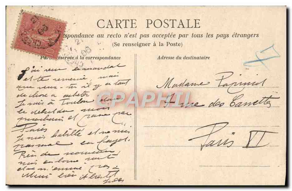 CPA Cherbourg La Plage et le Casino — Rückseite