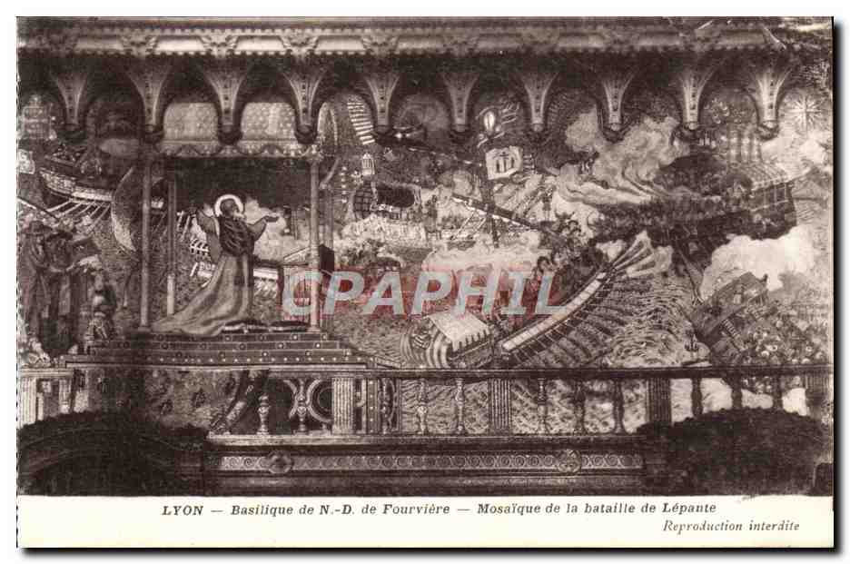 LYON — Basilica of N.-D. of Fourvière — Mosaic of the Battle of Lepanto