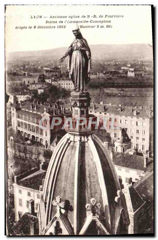 CPA Lyon Ancienne Eglise de Notre Dame de Fourviere Statue de l'immaculee Conception