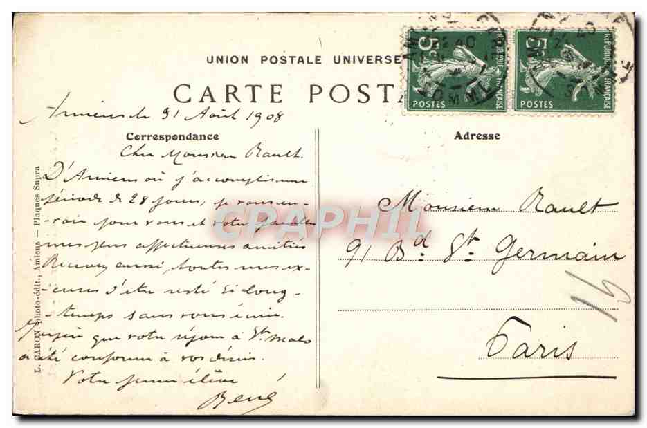 CPA Amiens Cathedrale Cote Nord — Rückseite
