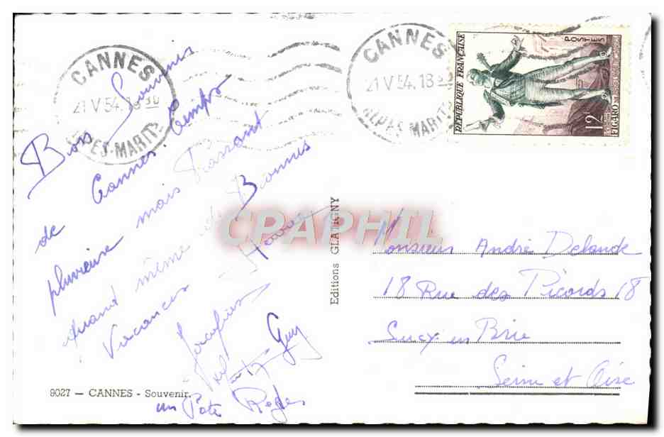 CPM Souvenir De Cannes — Verso