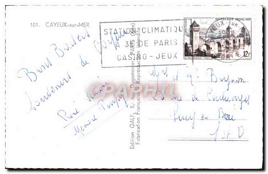 CPM Souvenir De Cayeux Sur Mer La plage et les cabines Les campeurs Camping Entree de la plage Estacade Bateaux — Rückseite