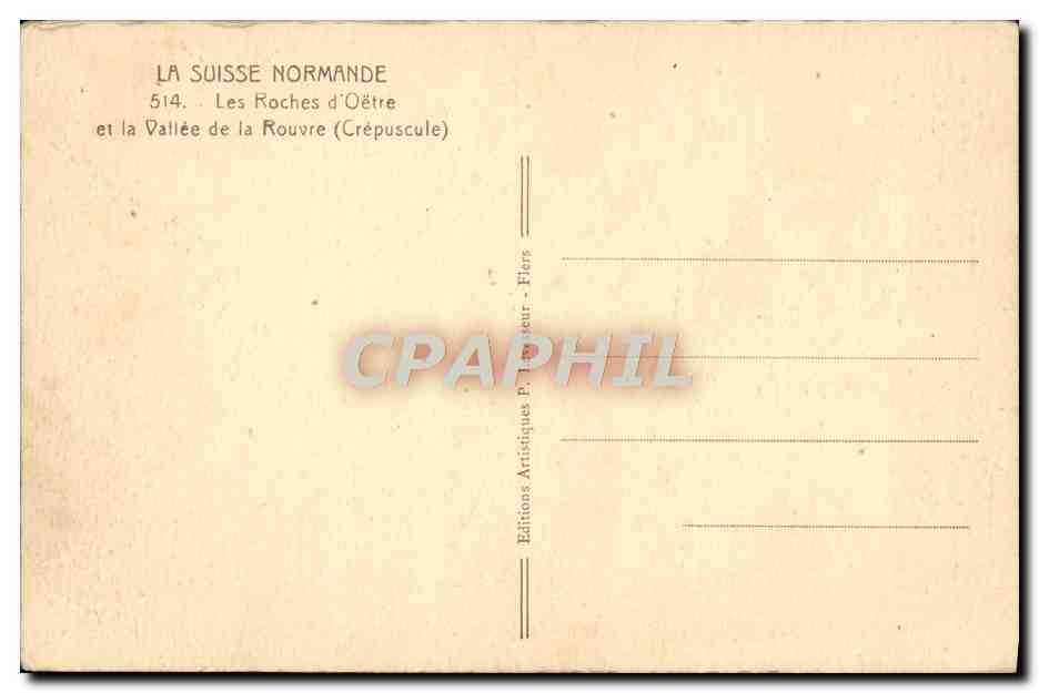 Les Roches d'Oëtre et la Vallée de la Rouvre (Crépuscule) — La Suisse Normande — P. Levasseur — Verso